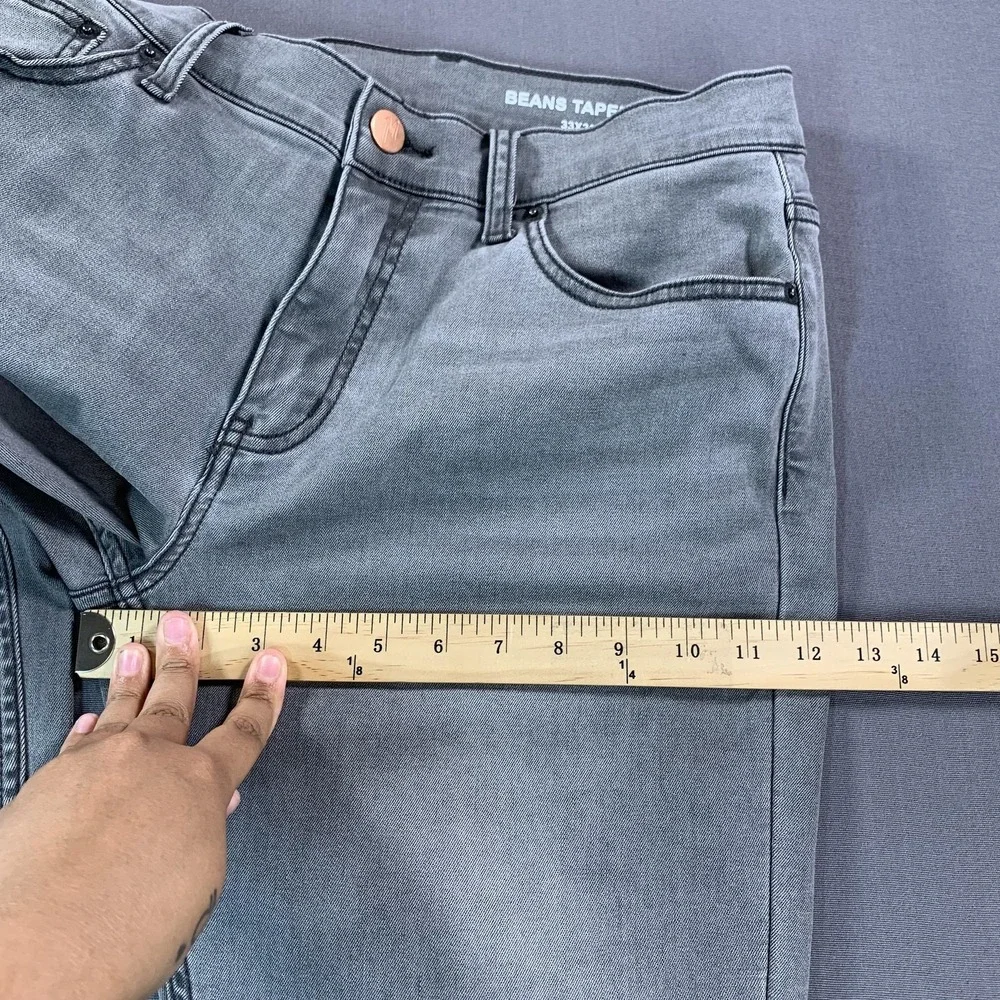 Mugsy Beans Tapered Jeans Men 33x28 Fit Light Gray Slim Taper Stretch Denim - Picture 15 of 16